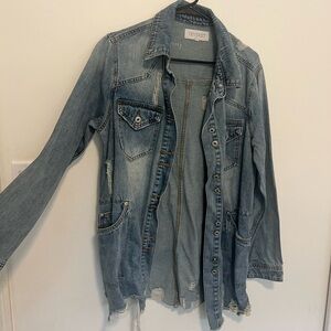 oversized jean button down